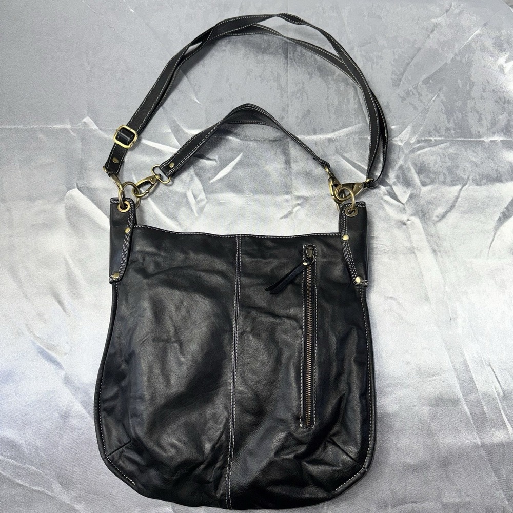 Manzoni Black Soft Leather Handbag Crossbody Bag Large